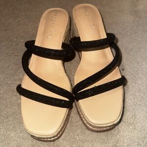 Copper Key Black and Cream Strappy Sandals